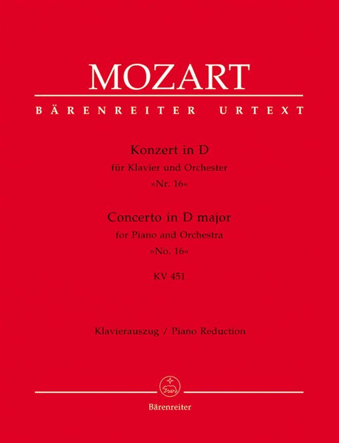 Concerto for Piano No.16 in D major (K.451) (Piano Reduction) Orchestra Music Flothuis Baerenreiter Germany