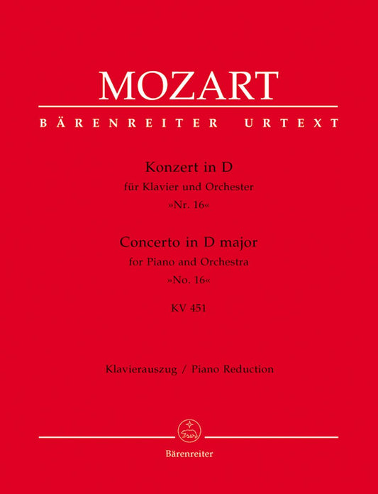 Concerto for Piano No.16 in D major (K.451) (Piano Reduction) Orchestra Music Flothuis Baerenreiter Germany